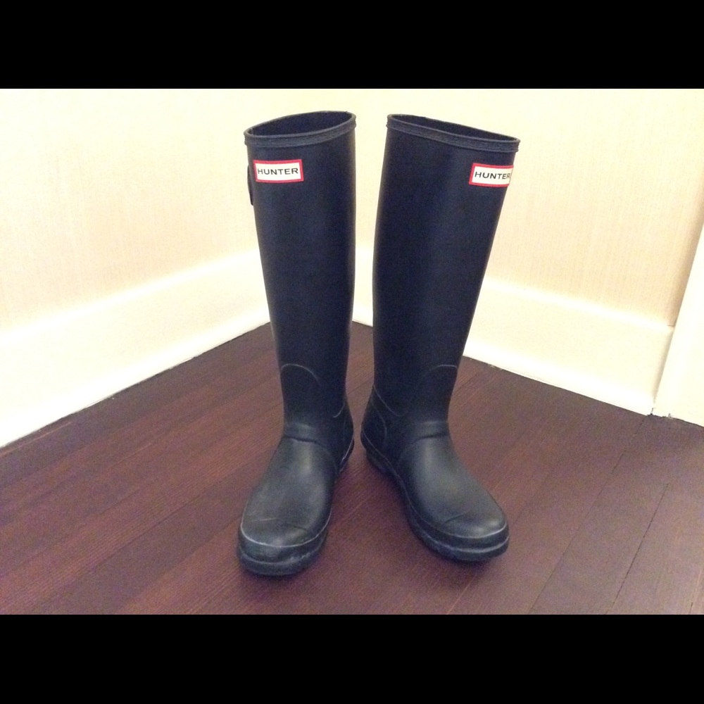 Hunter Original Tall Rain Boots Black US6 EU37 EUC